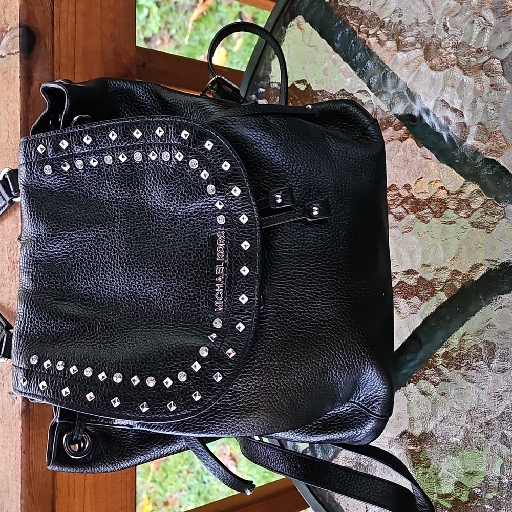 Michael Kors black studded backpack